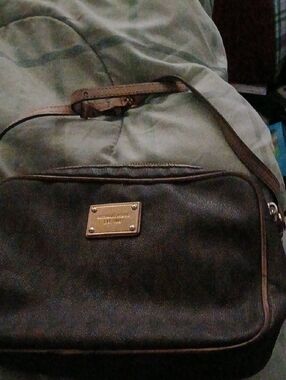 Michael Kors' Black Leather Crossbody Bag - Gold Plate Accent